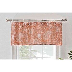 Seashell Coral Valance with Rope Tie Top Beach Summer Seaside Nautical Coastal